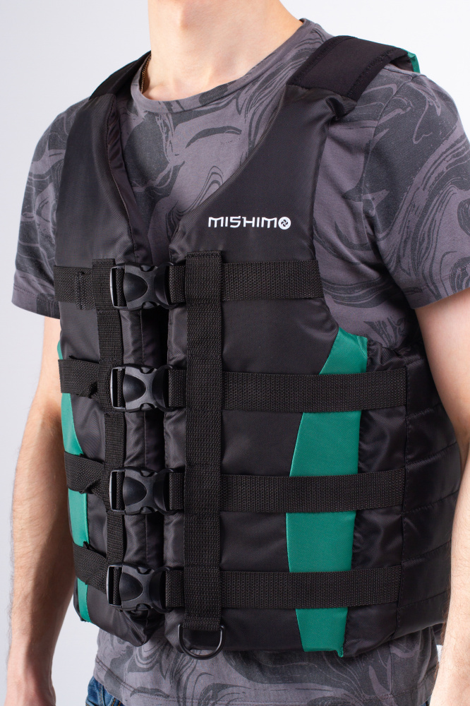 Жилет спасательный MISHIMO PRO Премиум качества Черно-зеленый в Элисте