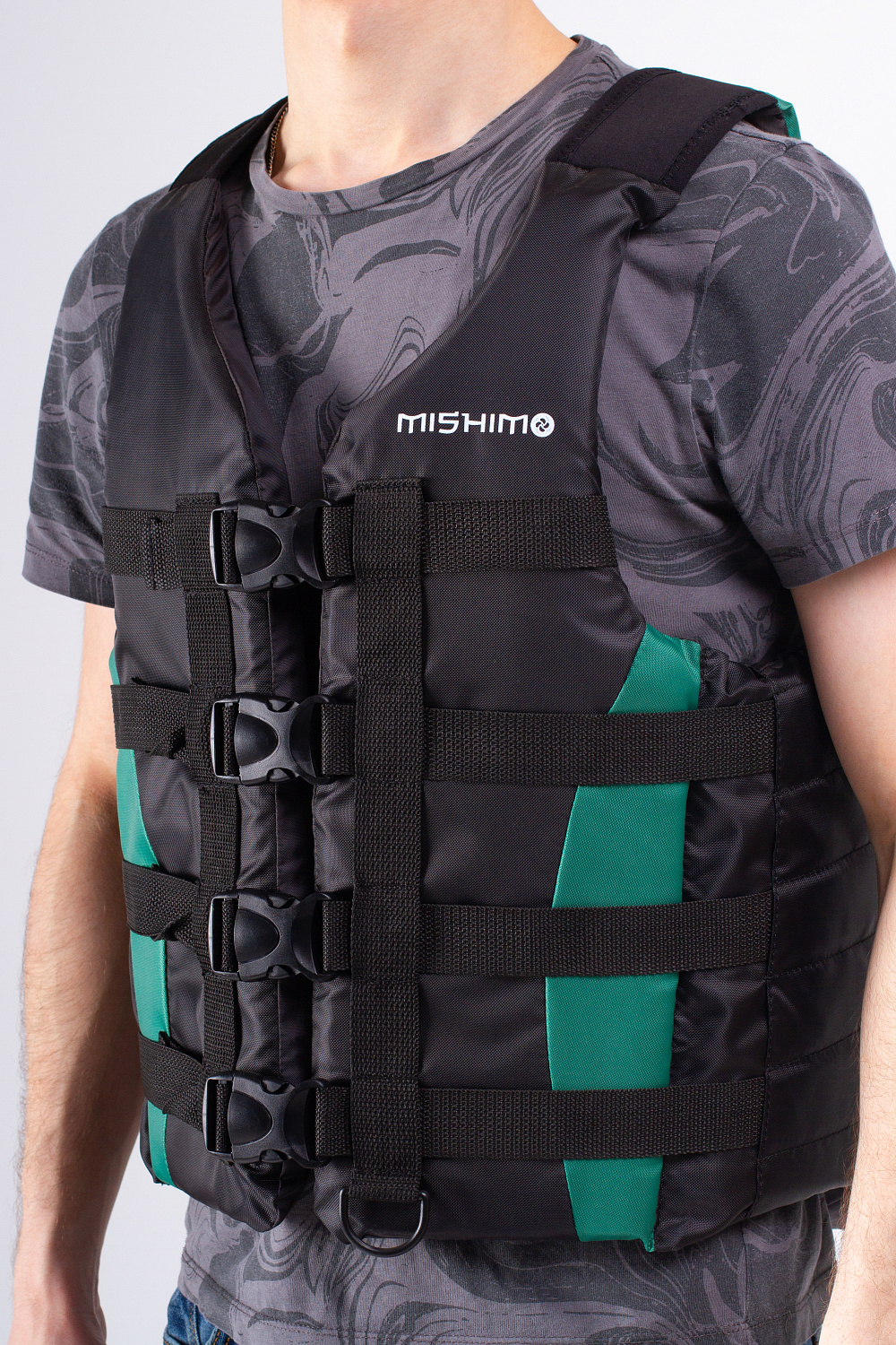 Жилет спасательный MISHIMO PRO Премиум качества Черно-зеленый в Элисте