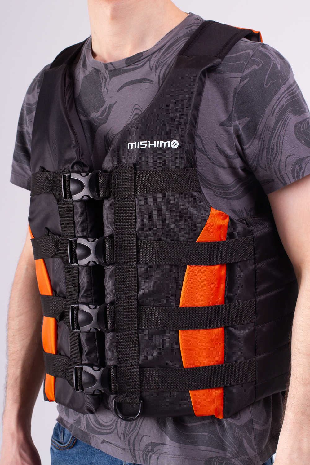 Жилет спасательный MISHIMO PRO Премиум качества Черно-оранжевый в Элисте