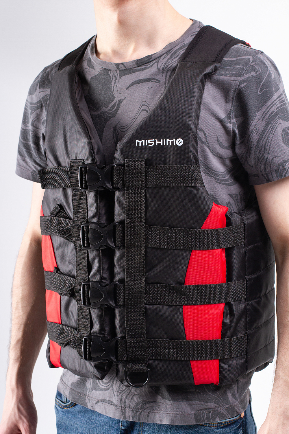 Жилет спасательный MISHIMO PRO Премиум качества Черно-красный в Элисте